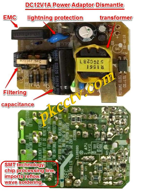 CCTV power adaptor DC12V1A PCB board